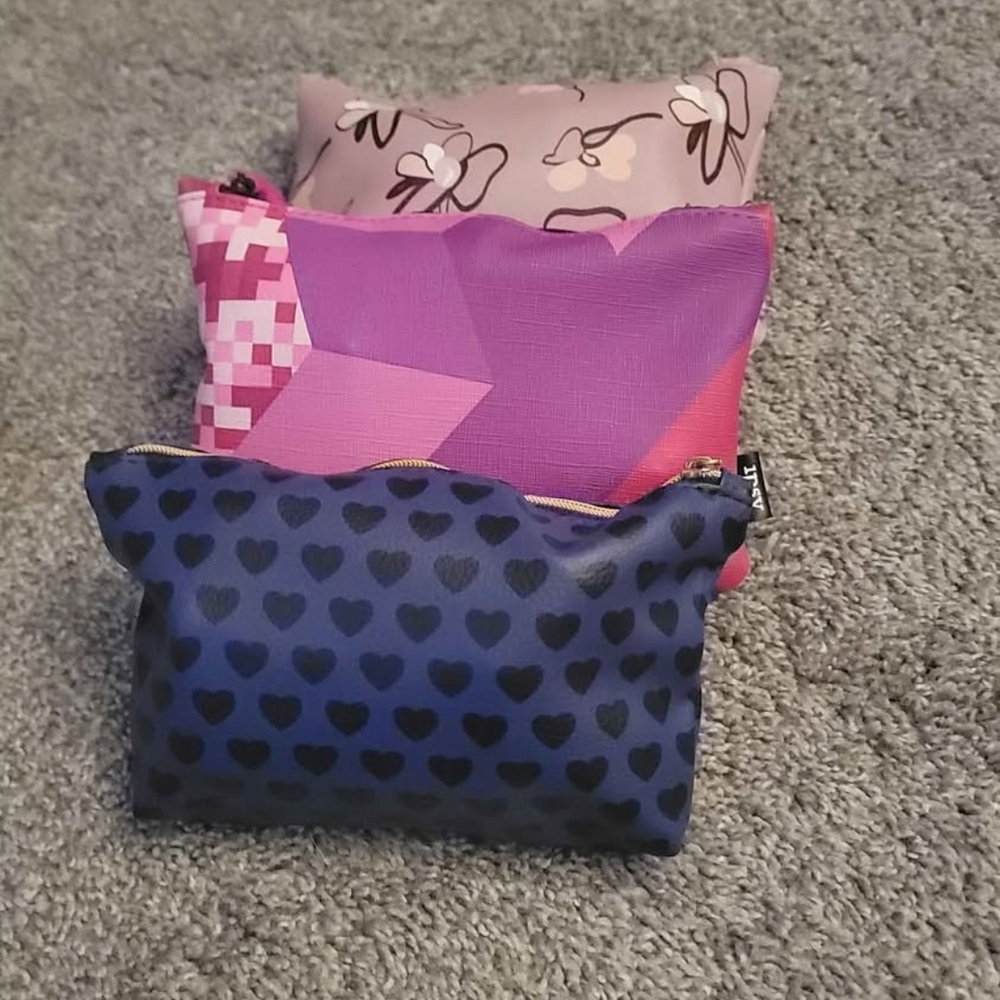 Set of Three Patterned Pouches